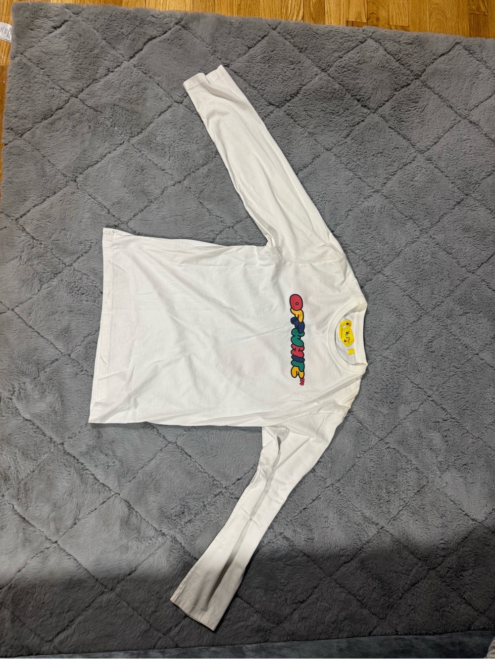 Off-White White Long Sleeve Tee with Multicolor Bubble Logo